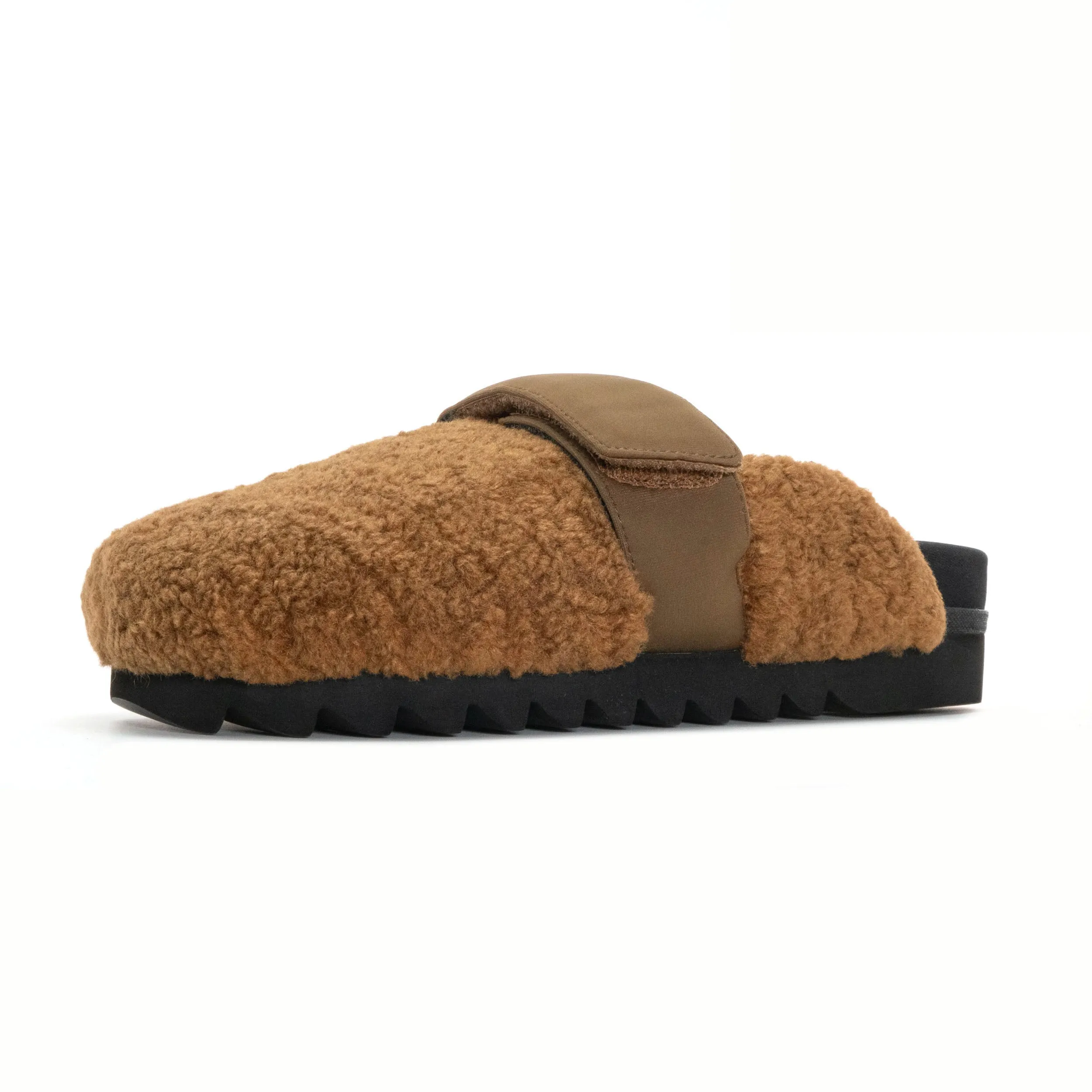 ROAM FUZZY LOAFER MULE COGNAC FAUX SHEARLING