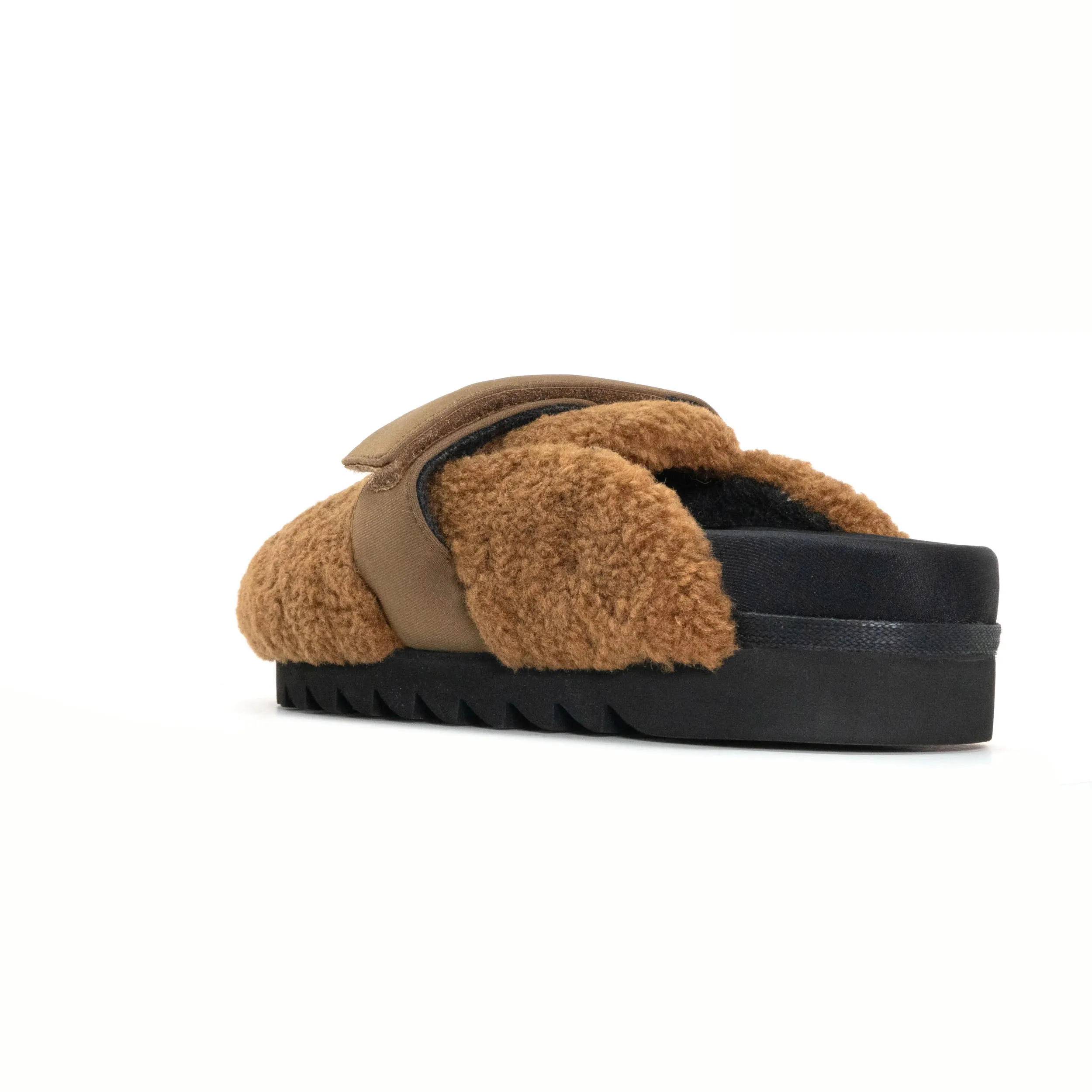 ROAM FUZZY LOAFER MULE COGNAC FAUX SHEARLING