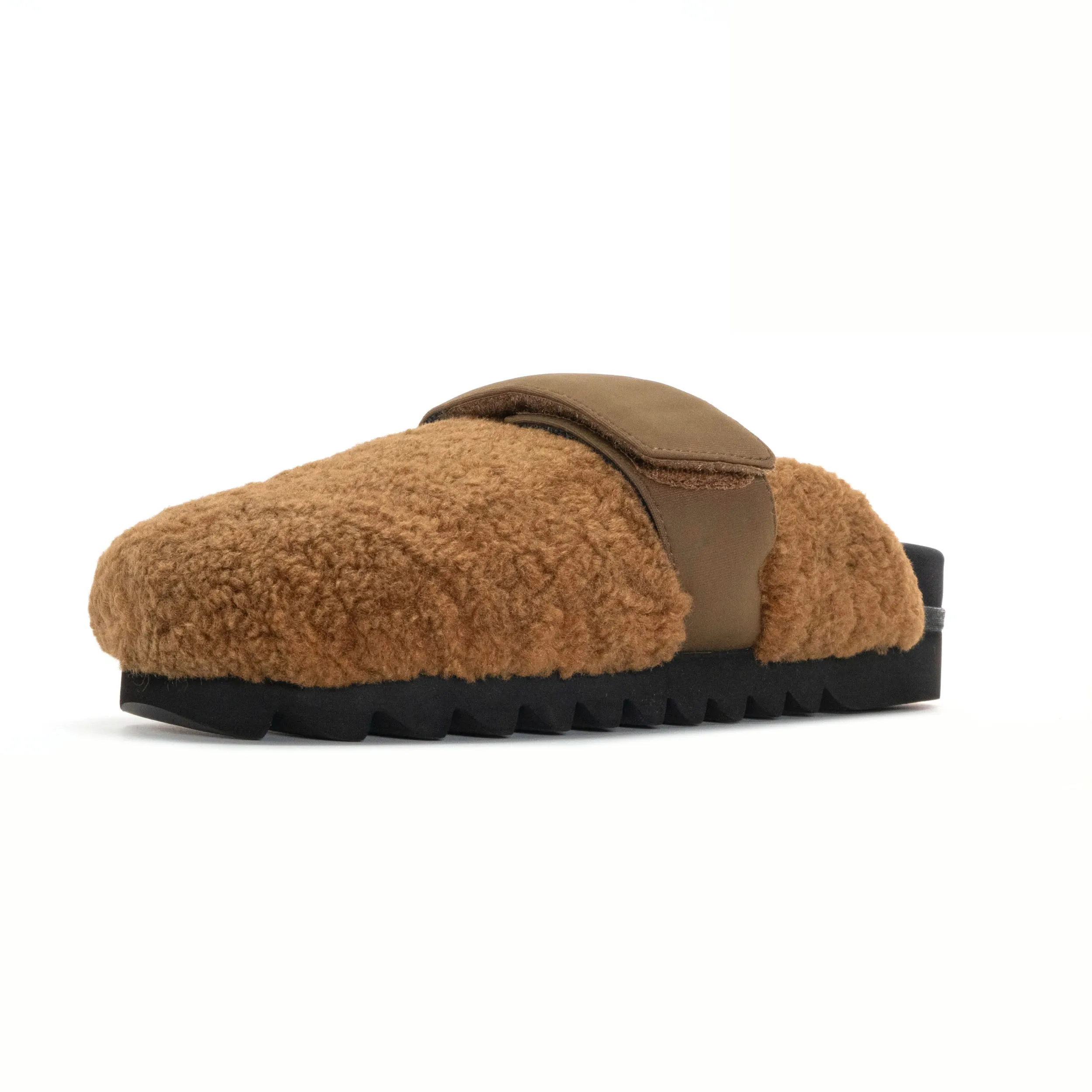ROAM FUZZY LOAFER MULE COGNAC FAUX SHEARLING