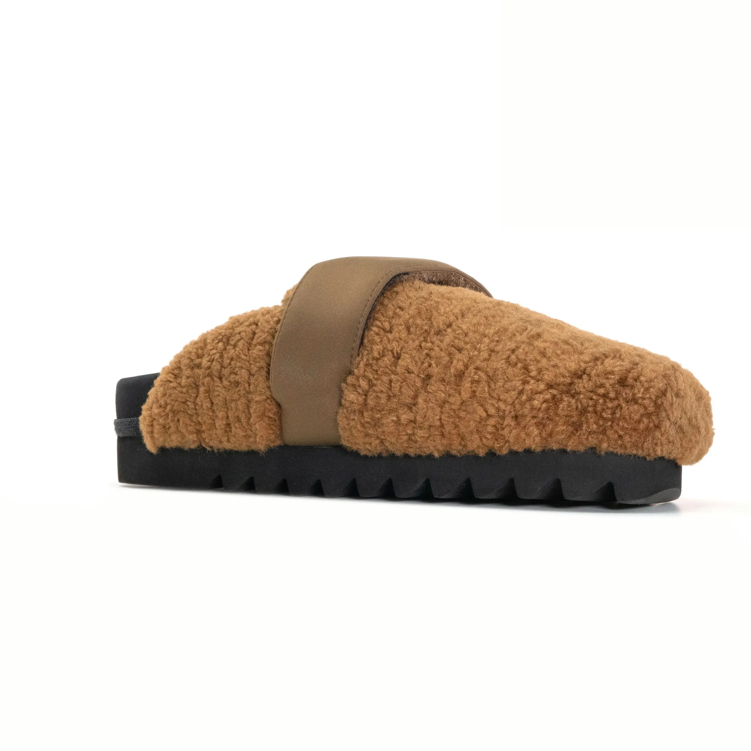 ROAM FUZZY LOAFER MULE COGNAC FAUX SHEARLING