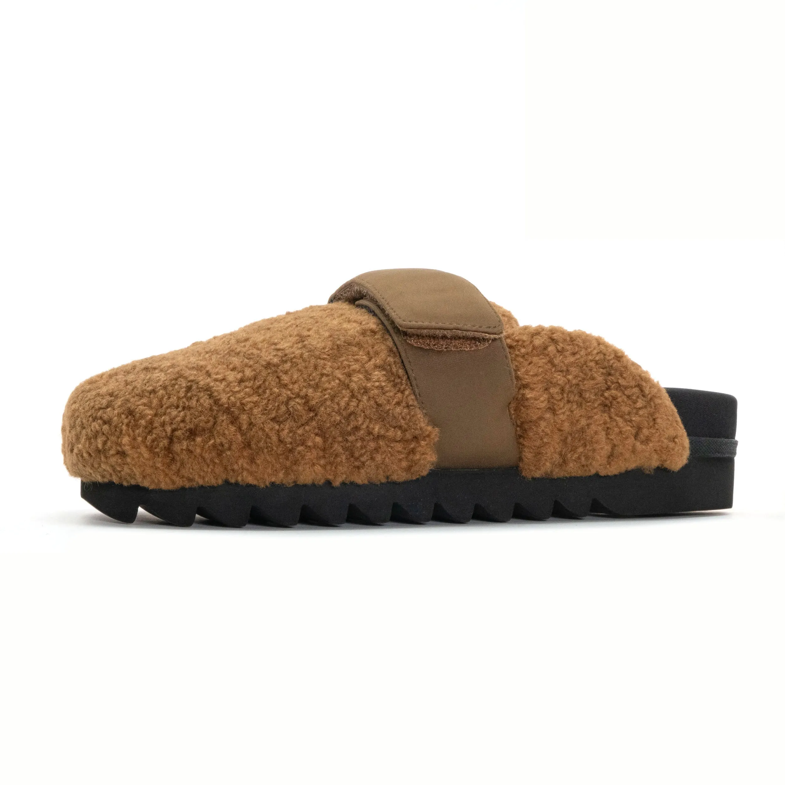 ROAM FUZZY LOAFER MULE COGNAC FAUX SHEARLING