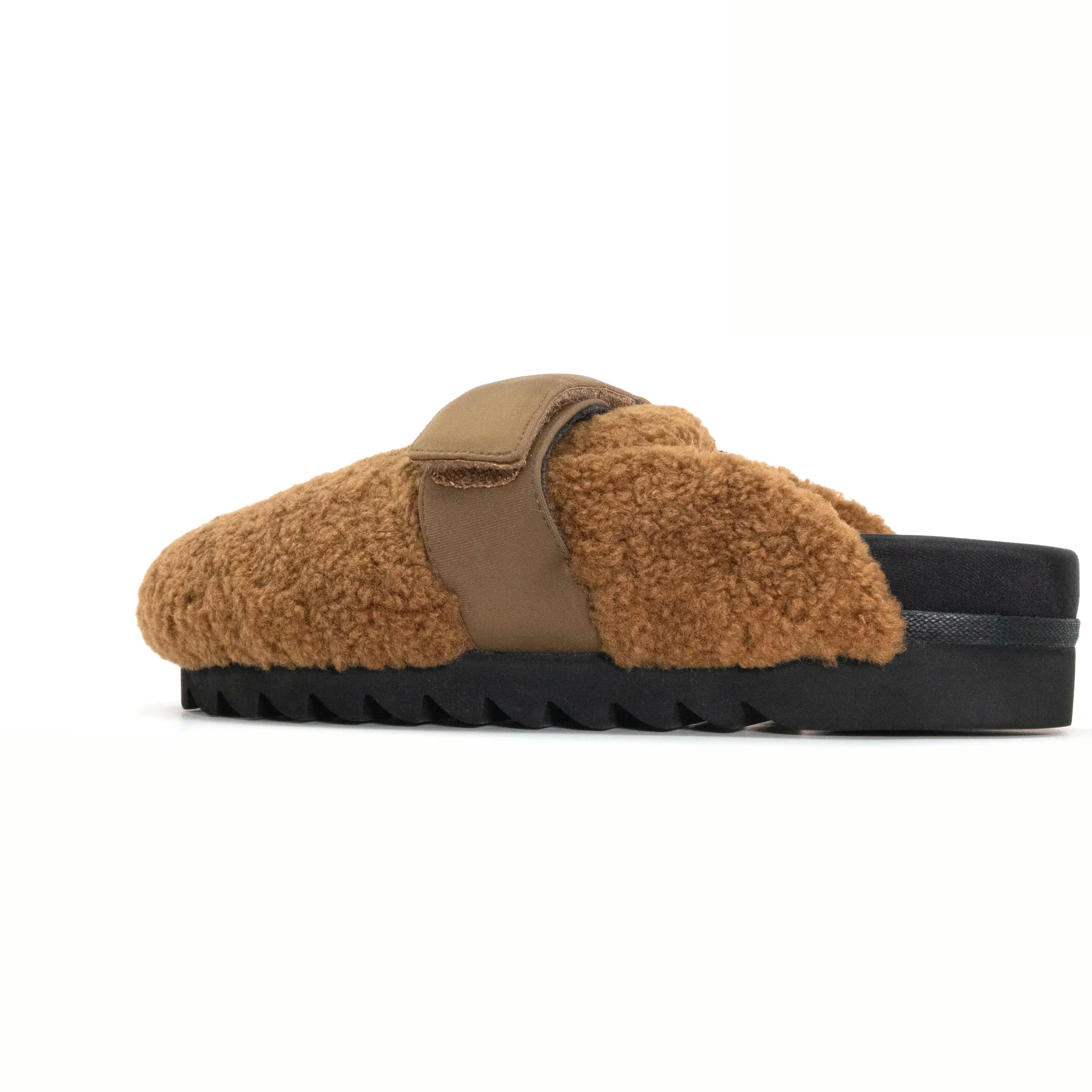 ROAM FUZZY LOAFER MULE COGNAC FAUX SHEARLING