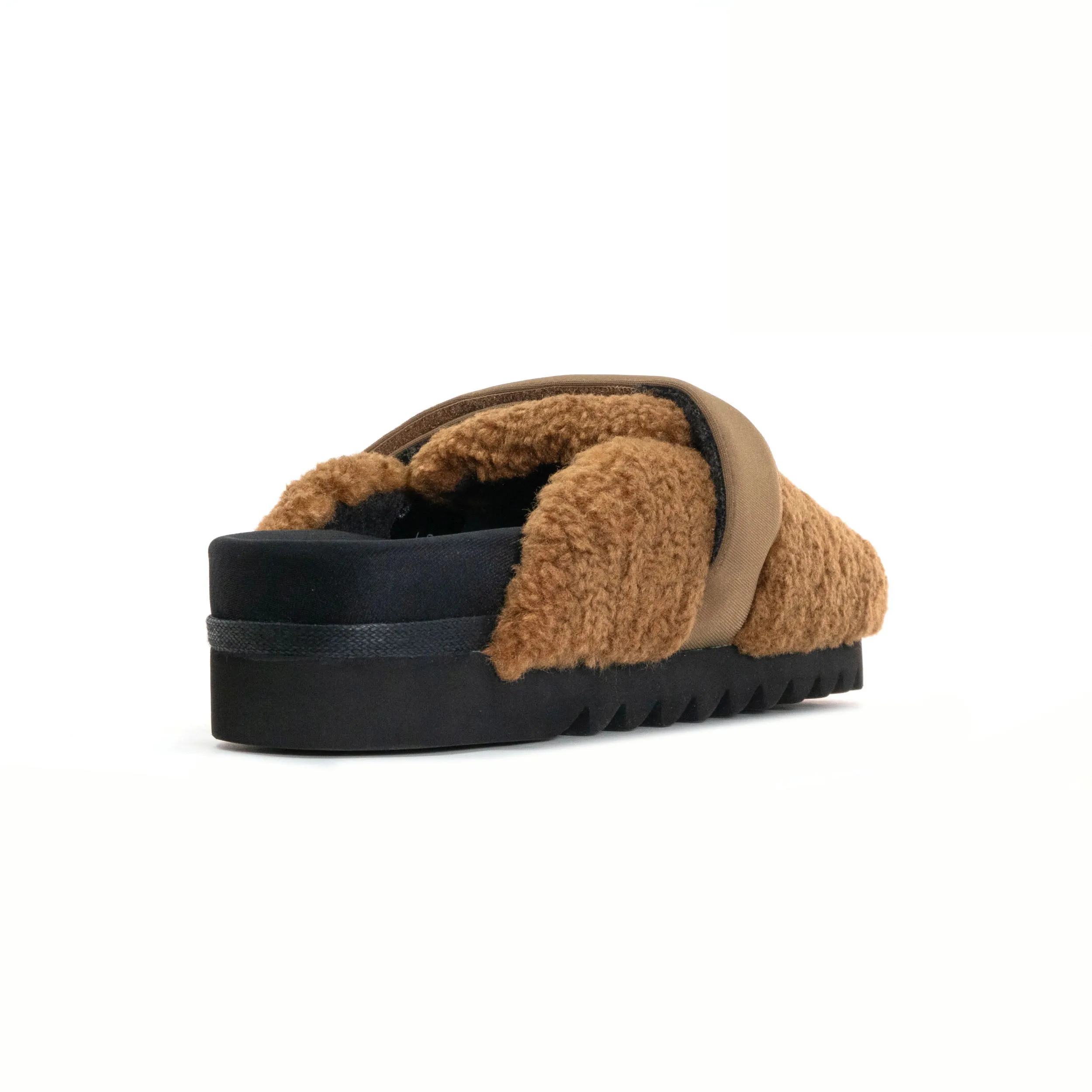 ROAM FUZZY LOAFER MULE COGNAC FAUX SHEARLING