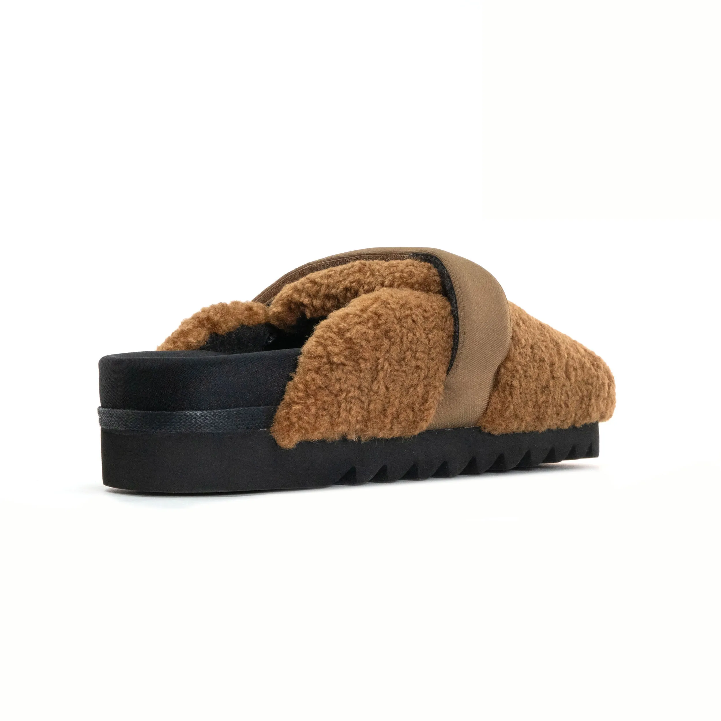 ROAM FUZZY LOAFER MULE COGNAC FAUX SHEARLING