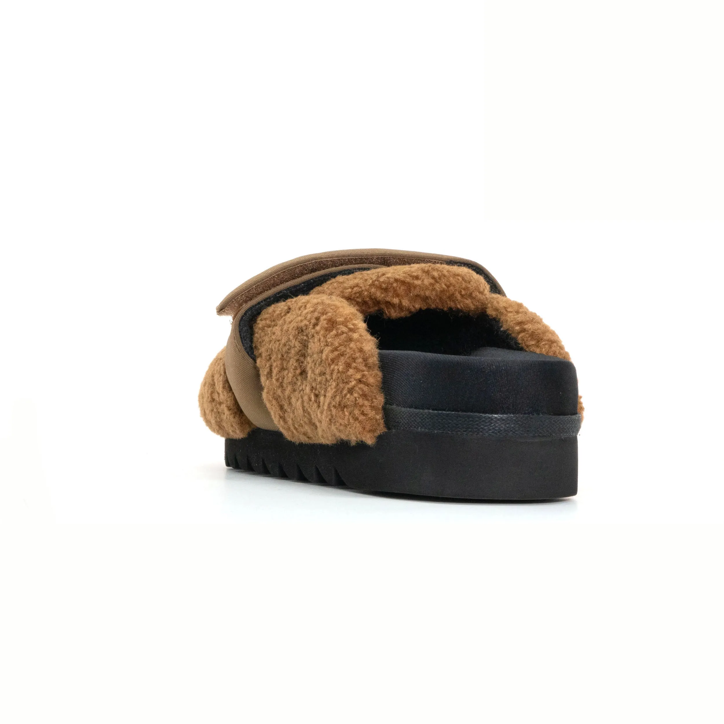 ROAM FUZZY LOAFER MULE COGNAC FAUX SHEARLING