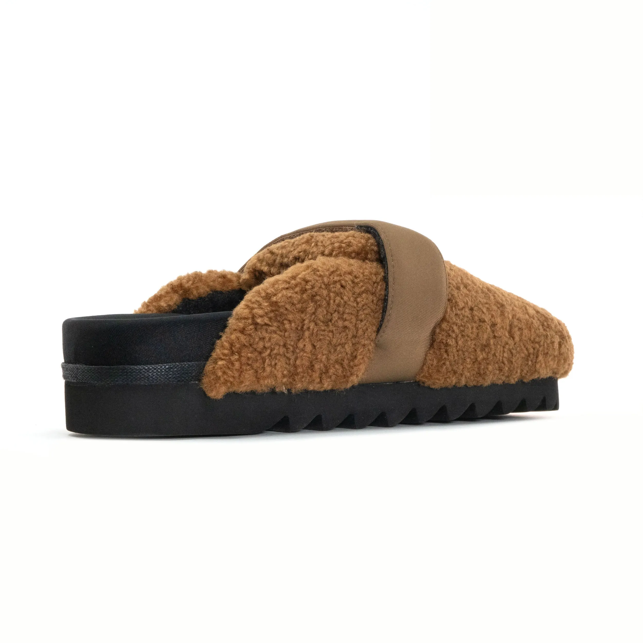 ROAM FUZZY LOAFER MULE COGNAC FAUX SHEARLING