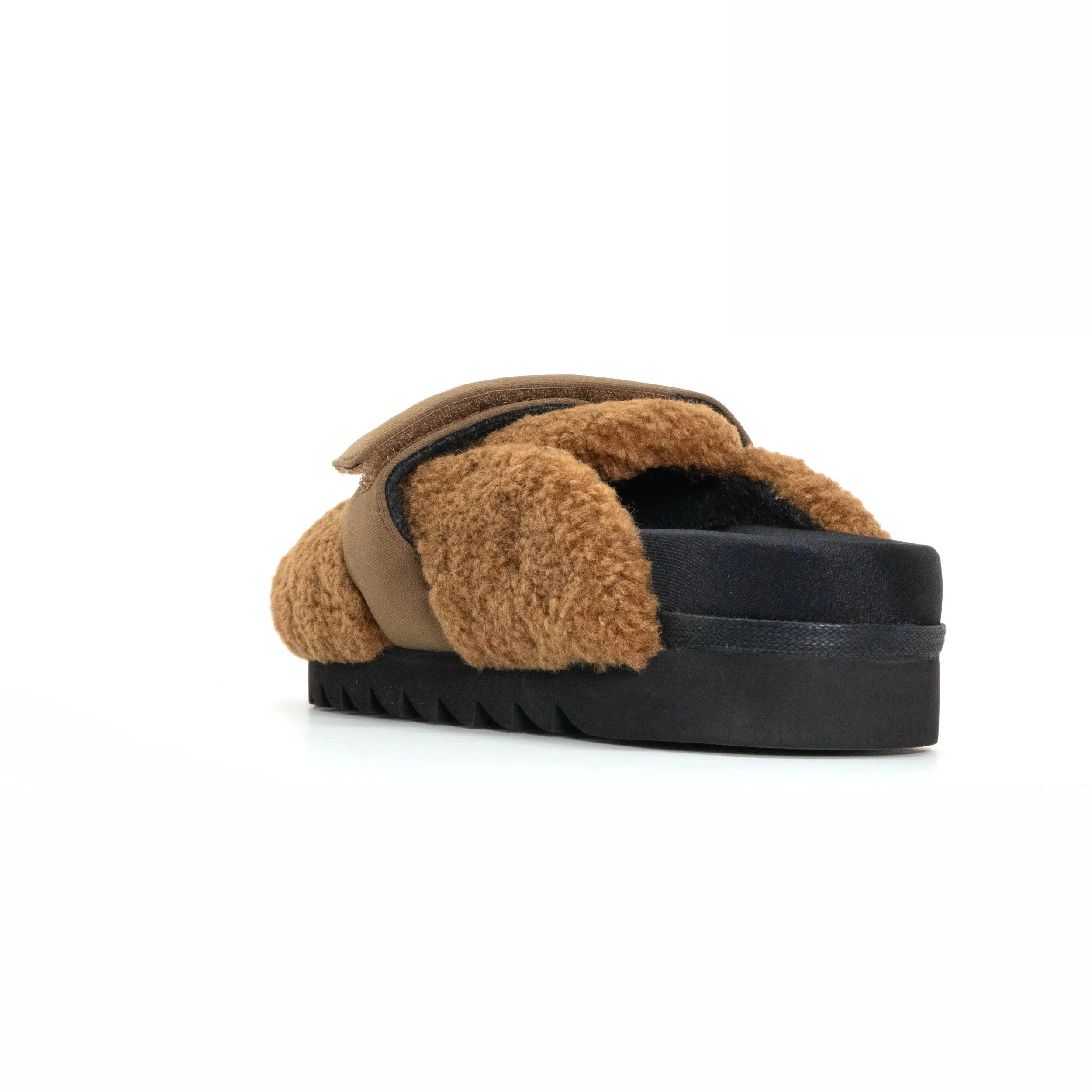 ROAM FUZZY LOAFER MULE COGNAC FAUX SHEARLING