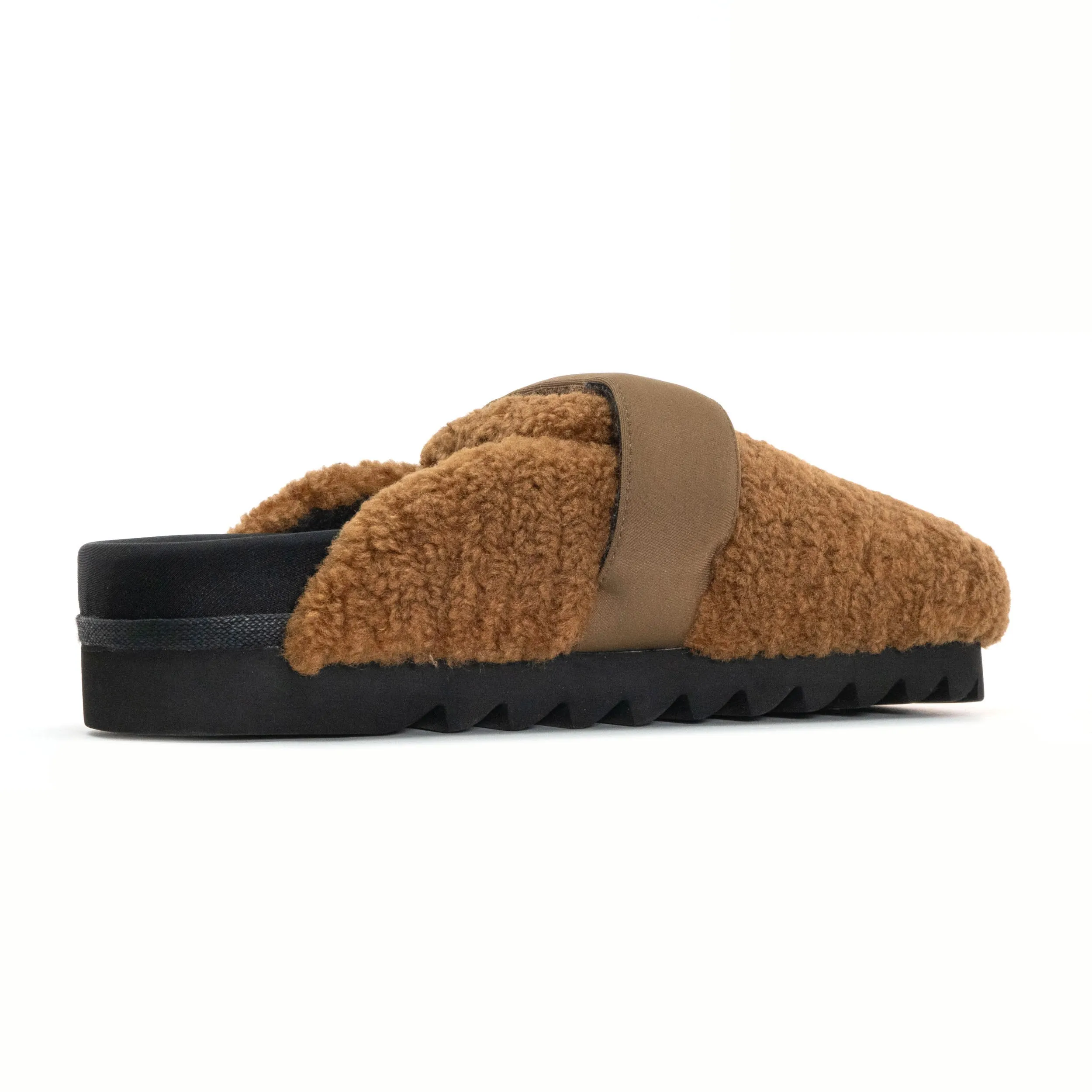 ROAM FUZZY LOAFER MULE COGNAC FAUX SHEARLING