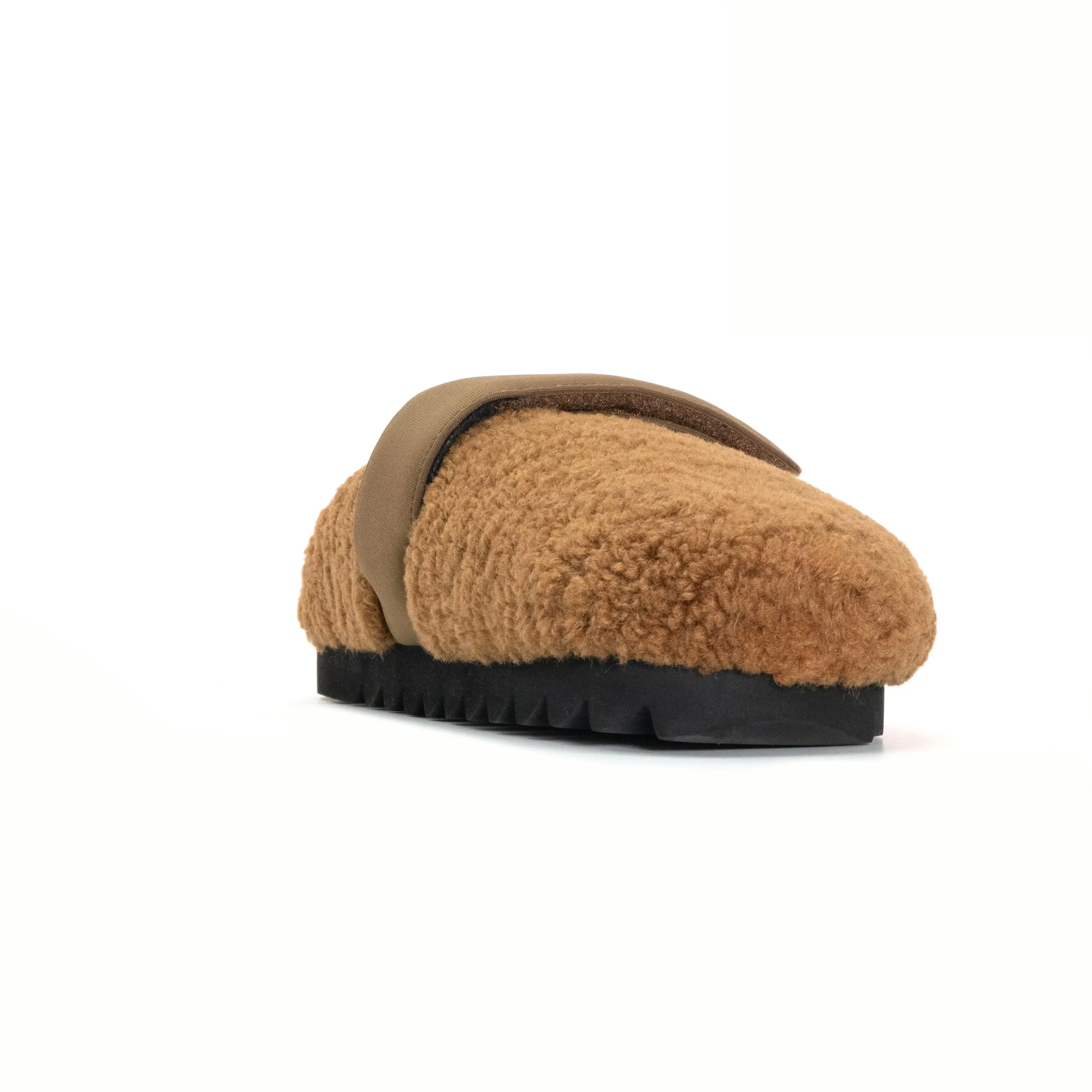ROAM FUZZY LOAFER MULE COGNAC FAUX SHEARLING