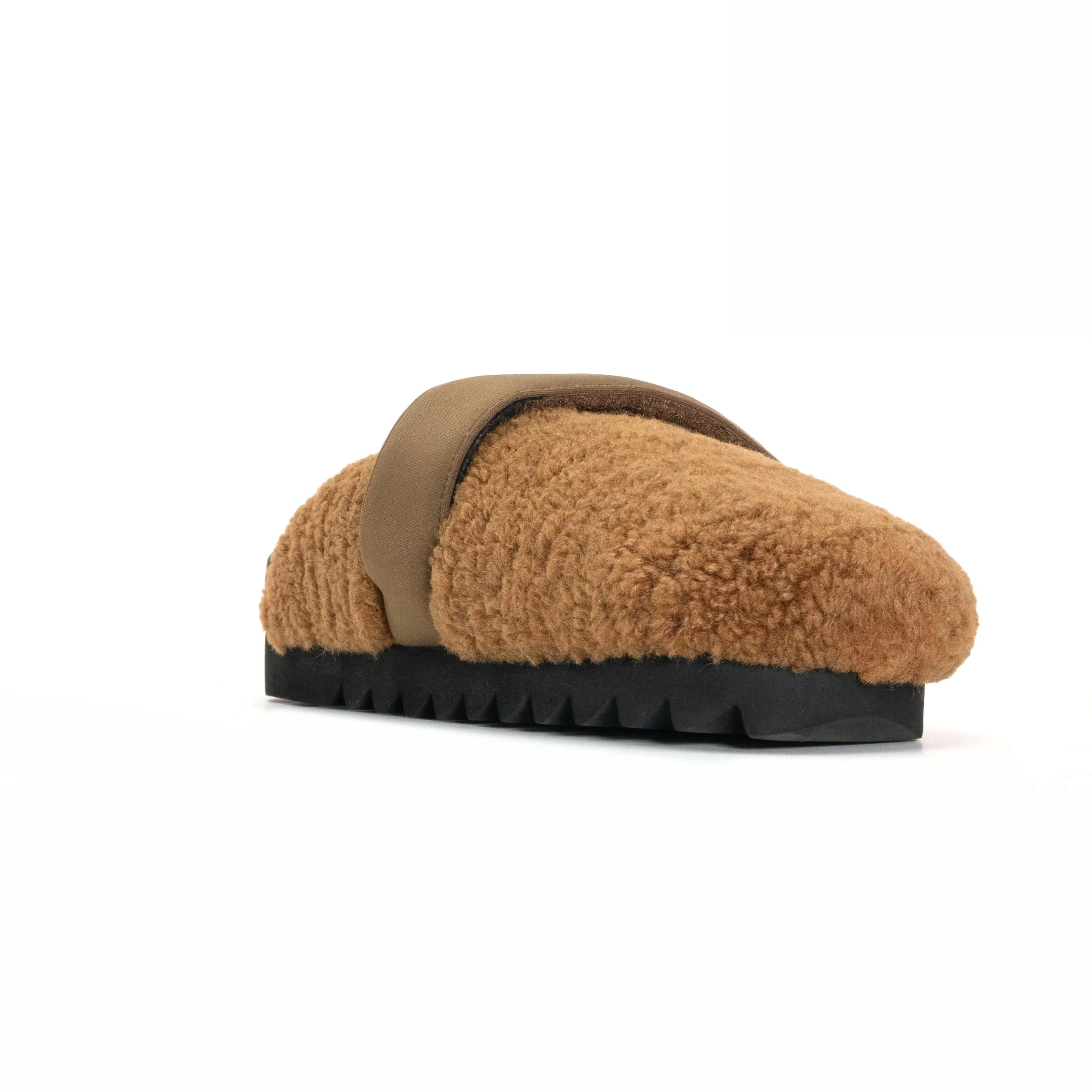 ROAM FUZZY LOAFER MULE COGNAC FAUX SHEARLING