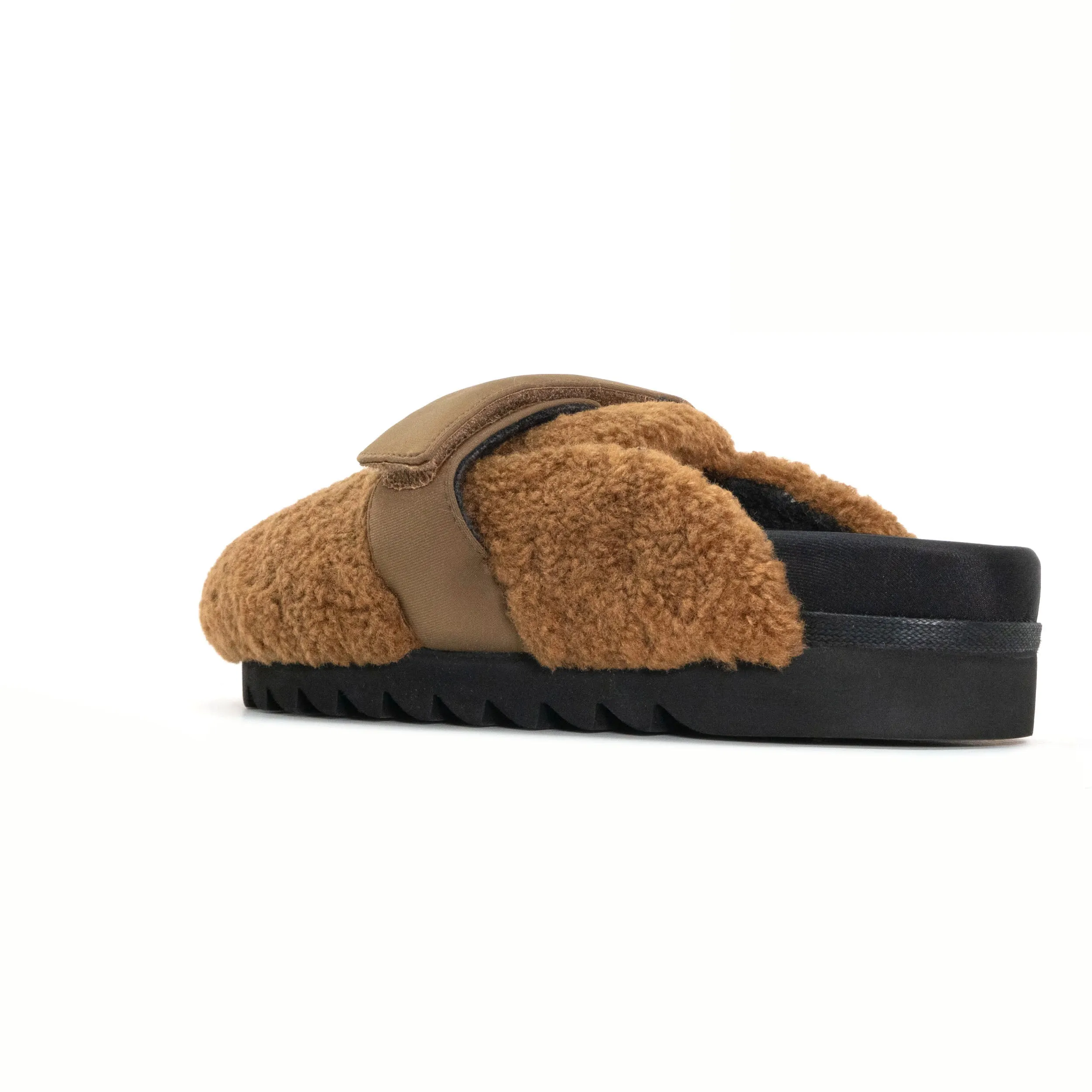ROAM FUZZY LOAFER MULE COGNAC FAUX SHEARLING