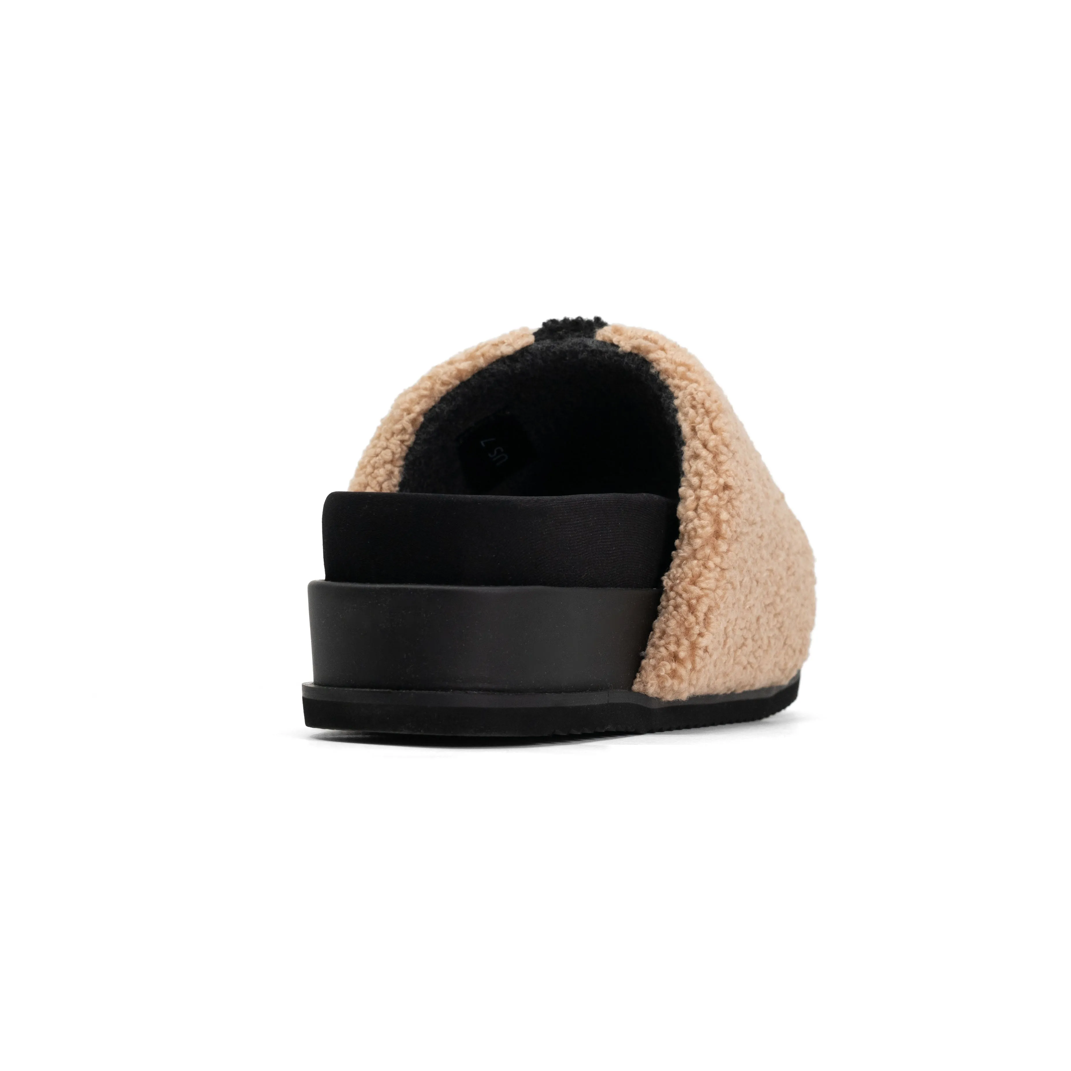ROAM FUZZY STRIPE STACK PLATFORM BEIGE & BLACK FAUX SHEARLING
