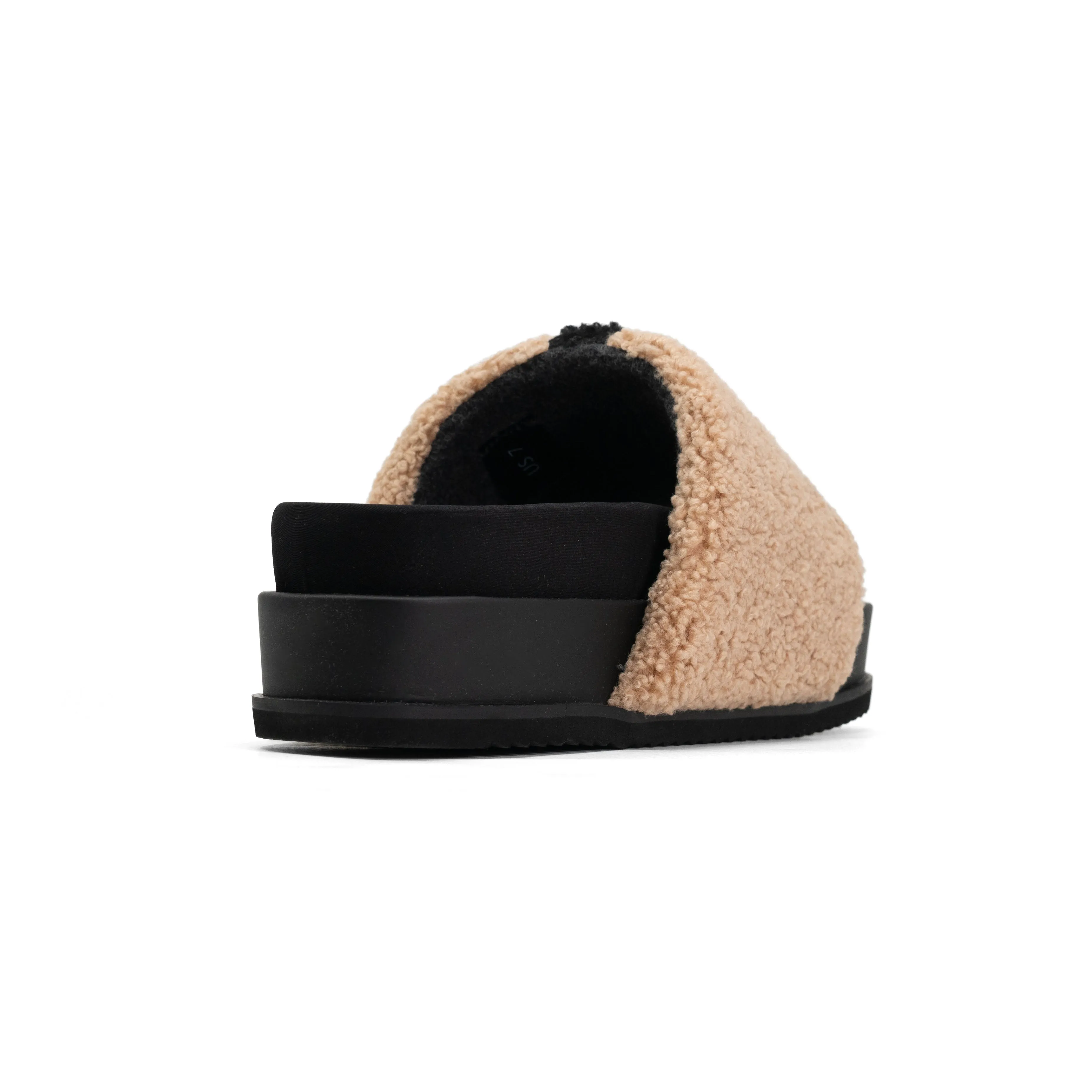 ROAM FUZZY STRIPE STACK PLATFORM BEIGE & BLACK FAUX SHEARLING