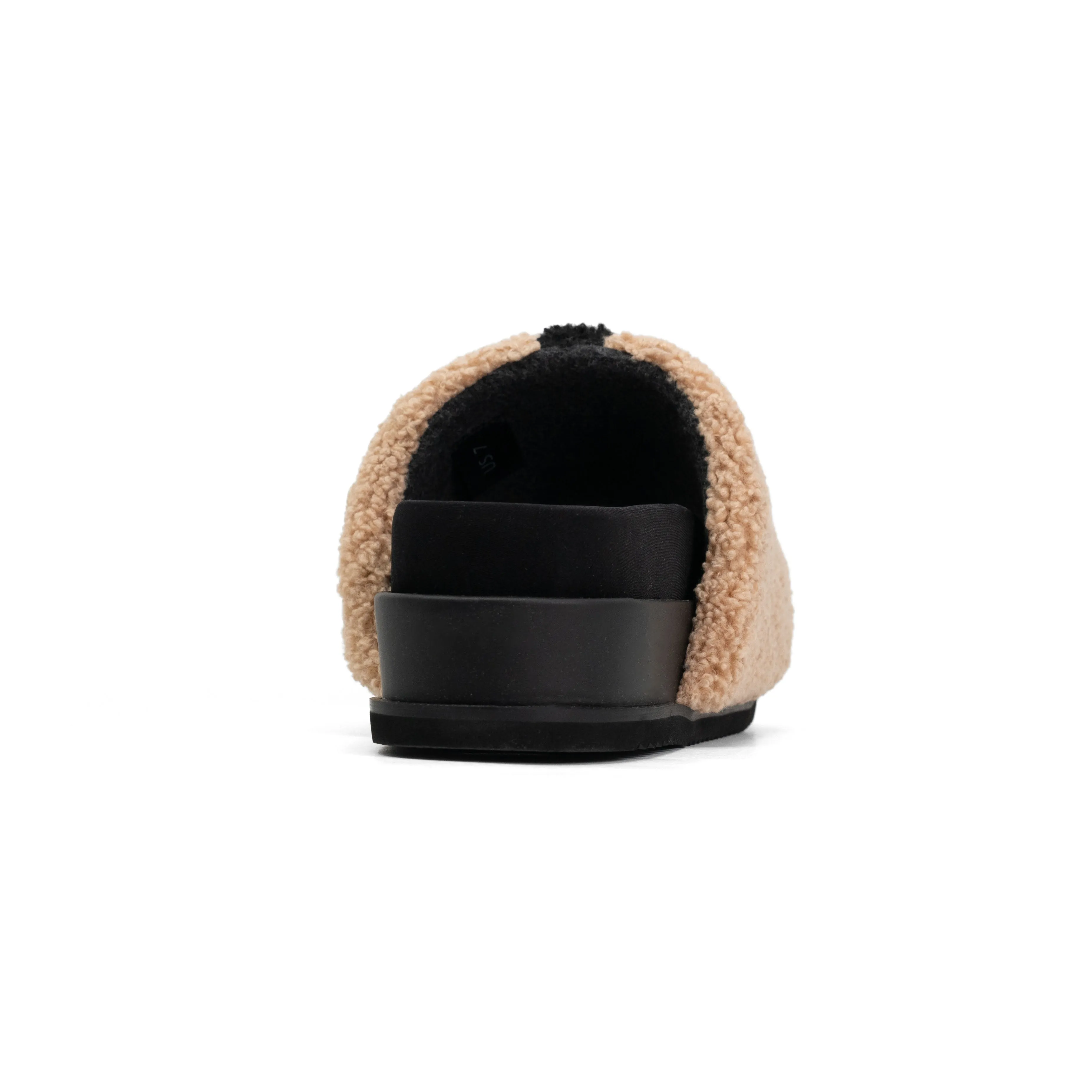 ROAM FUZZY STRIPE STACK PLATFORM BEIGE & BLACK FAUX SHEARLING