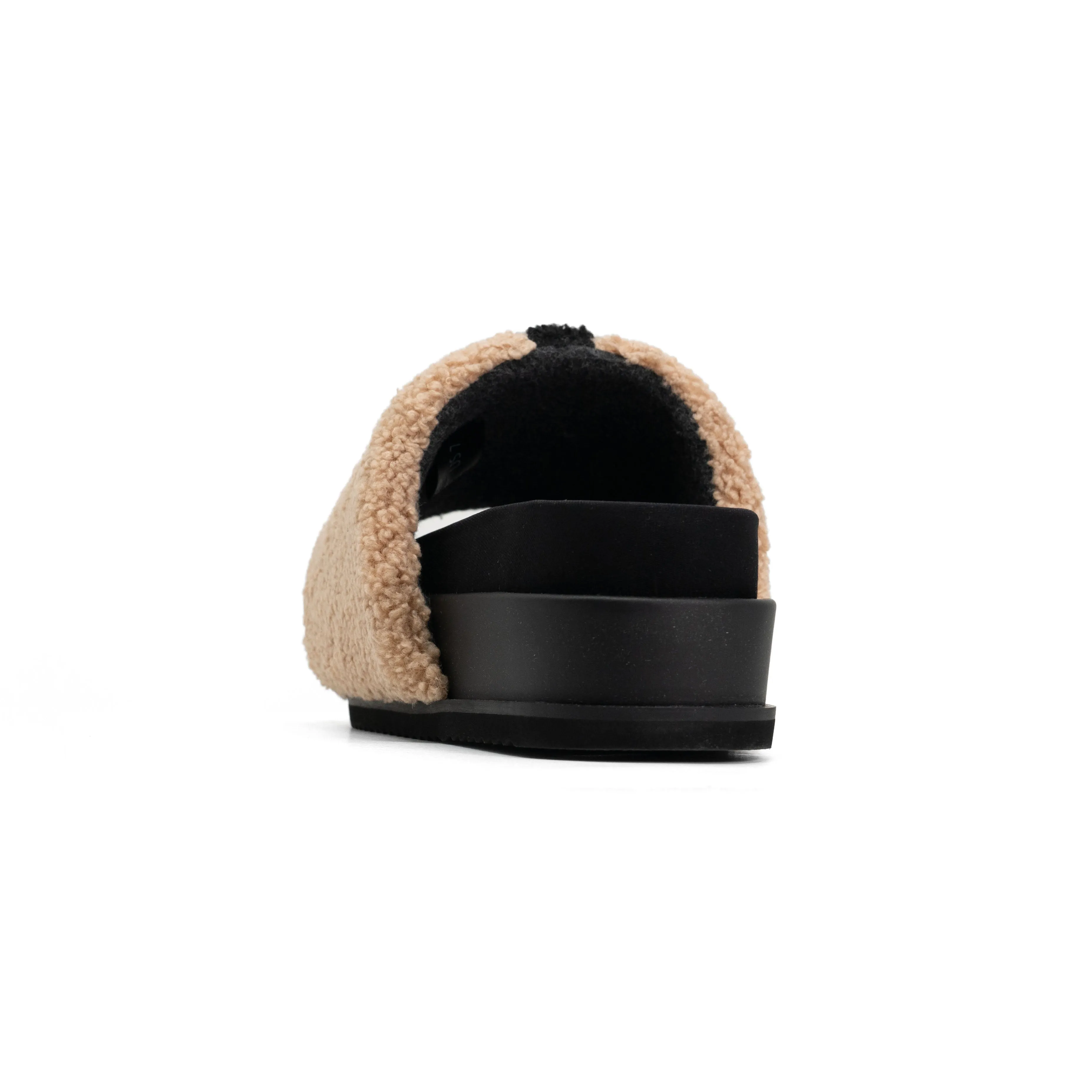ROAM FUZZY STRIPE STACK PLATFORM BEIGE & BLACK FAUX SHEARLING