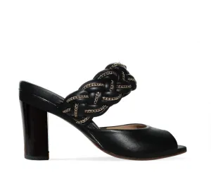 Romy Black Lambskin Puff Slide
