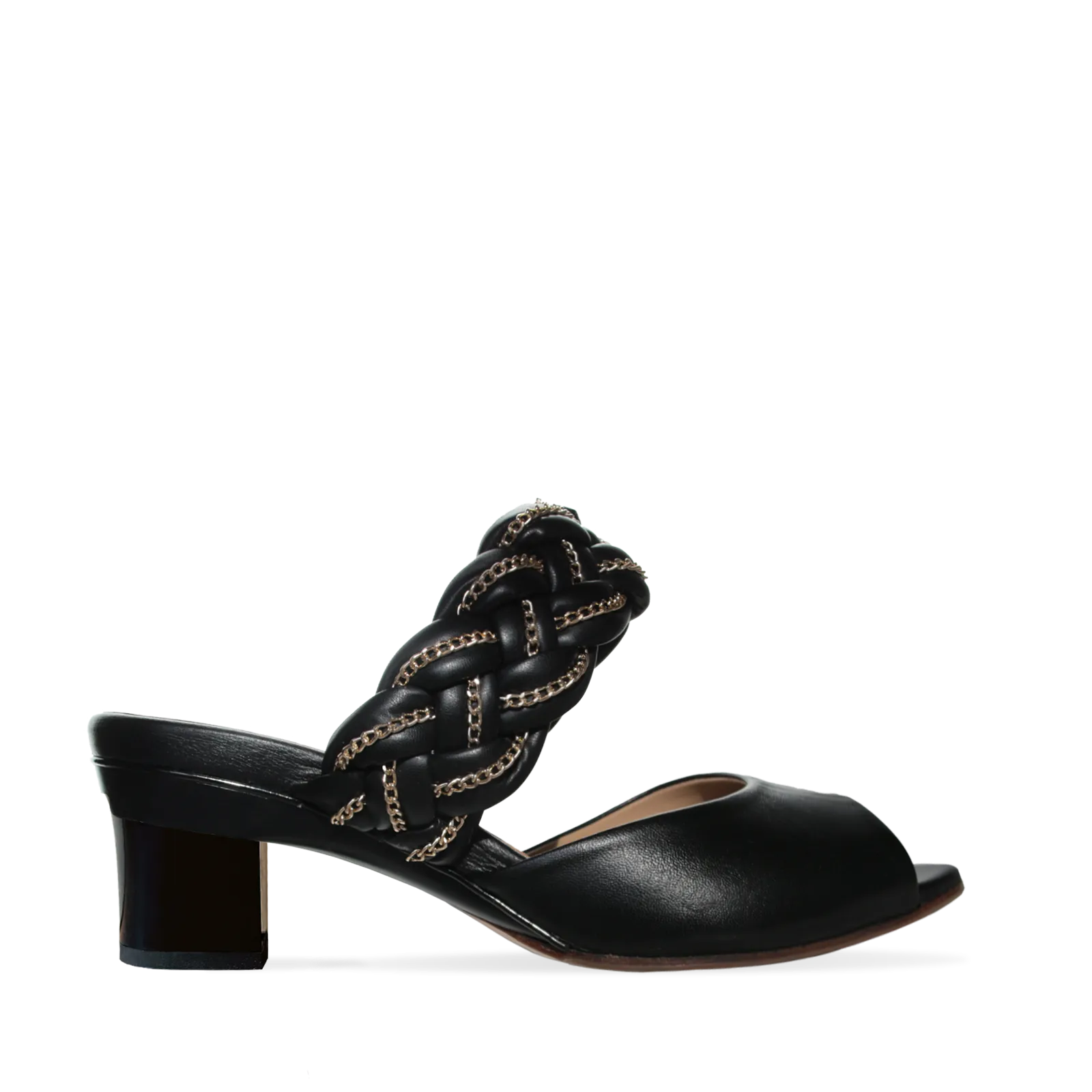 Romy Black Lambskin Puff Slide