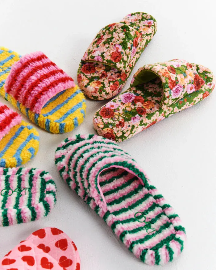 Rose Garden Quilted Velvet Slippers