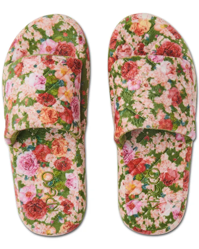 Rose Garden Quilted Velvet Slippers