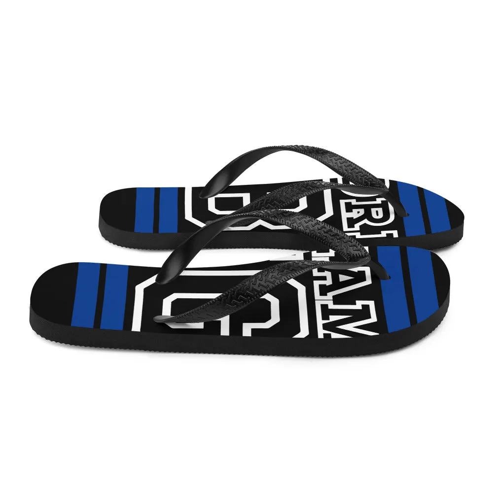 Royal Blue and White Dream Big Flip-Flops