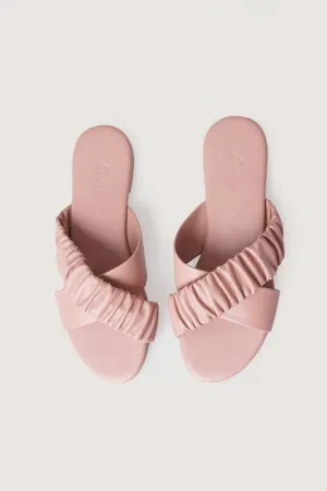 Ruched Criss Cross Slippers