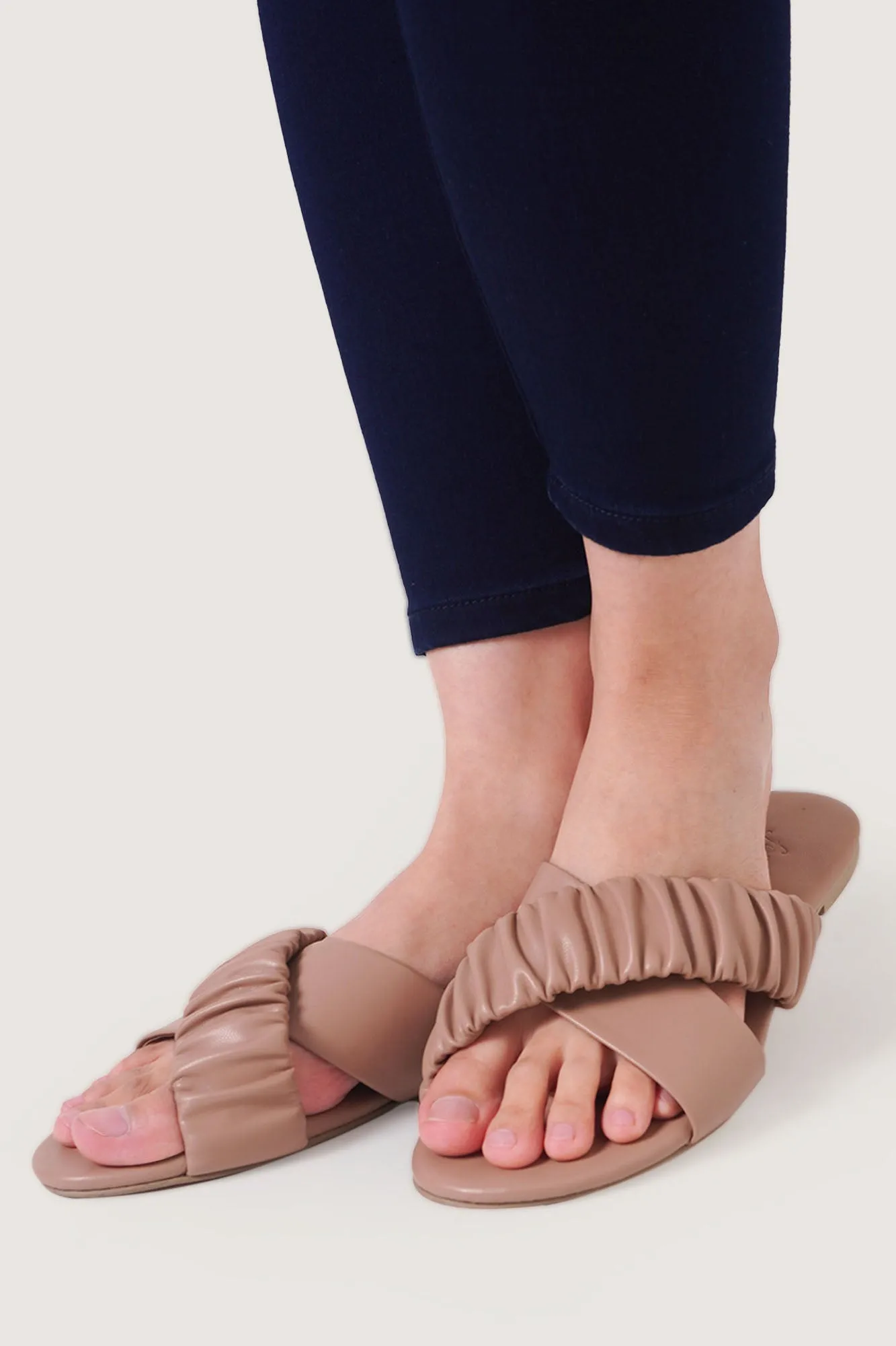 Ruched Criss Cross Slippers