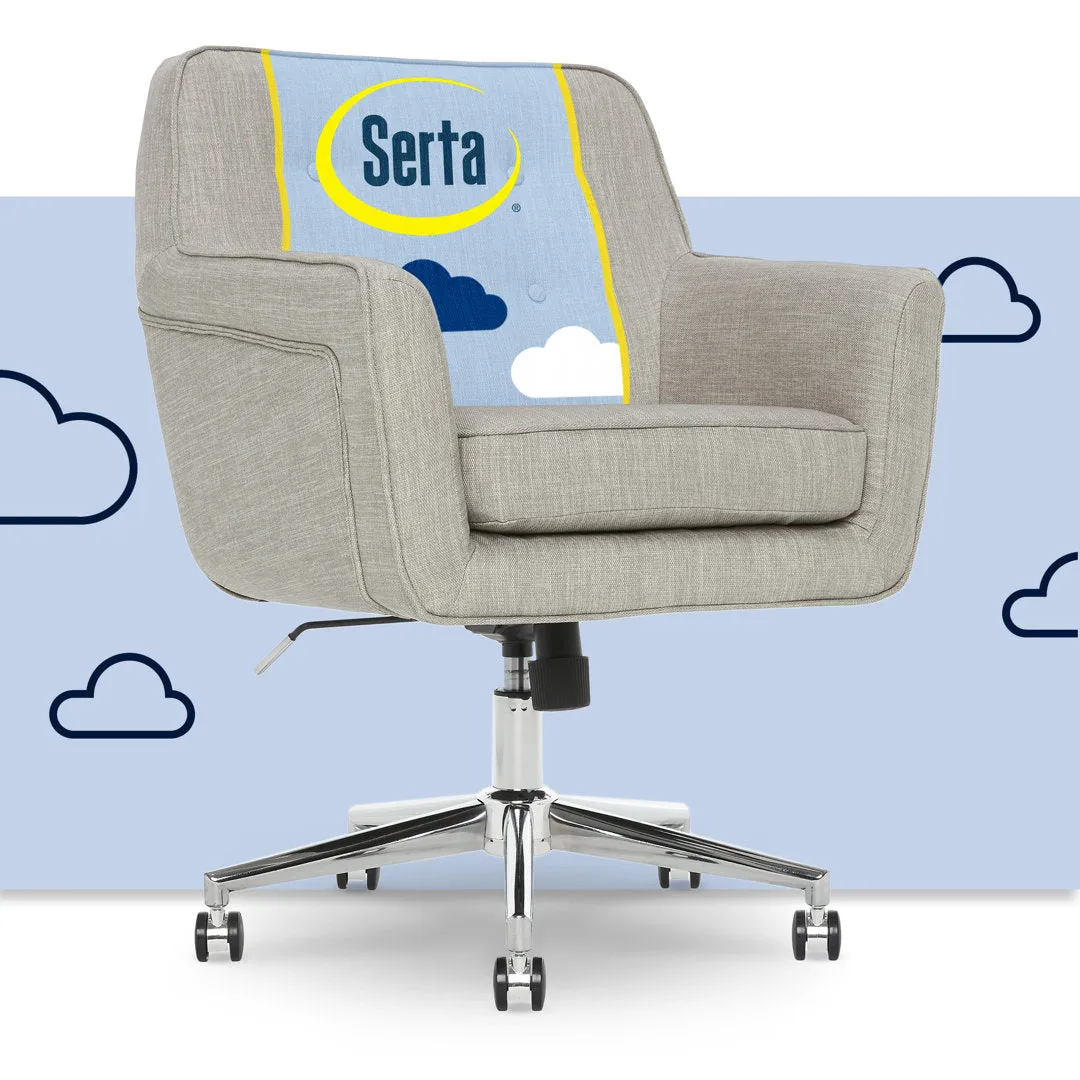 Serta Ashland Modern Office Chair, Mid-Back, Quality Memory Foam Cushion, Metal Base Chrome Finish Serta Color: Light Gray