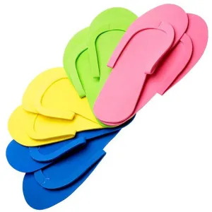 Sewed Pedicure Slippers - Mixed Colors - Premium Quality - Reusable / Case of 216 Pairs