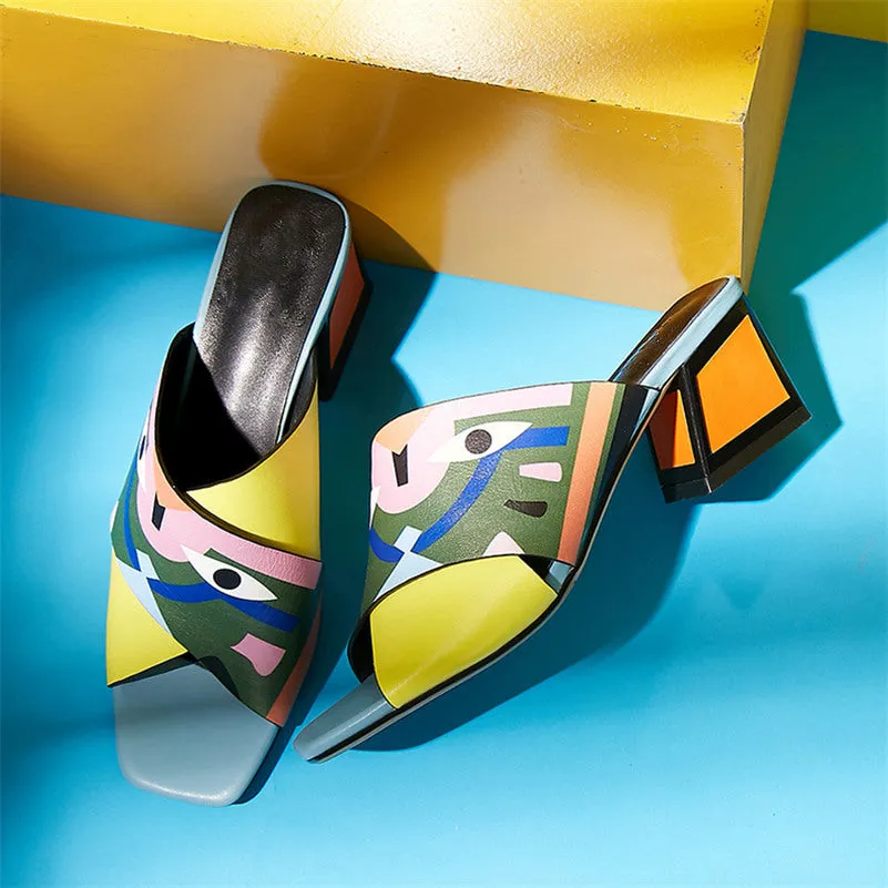 Sexy Women High Heels Pumps Fashion Prints Party Wedding Shoes Woman Comfort Quality PU Leather Summer Sandals Pumps