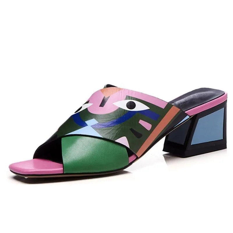 Sexy Women High Heels Pumps Fashion Prints Party Wedding Shoes Woman Comfort Quality PU Leather Summer Sandals Pumps