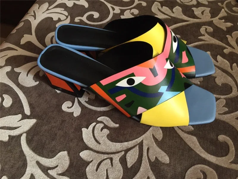 Sexy Women High Heels Pumps Fashion Prints Party Wedding Shoes Woman Comfort Quality PU Leather Summer Sandals Pumps