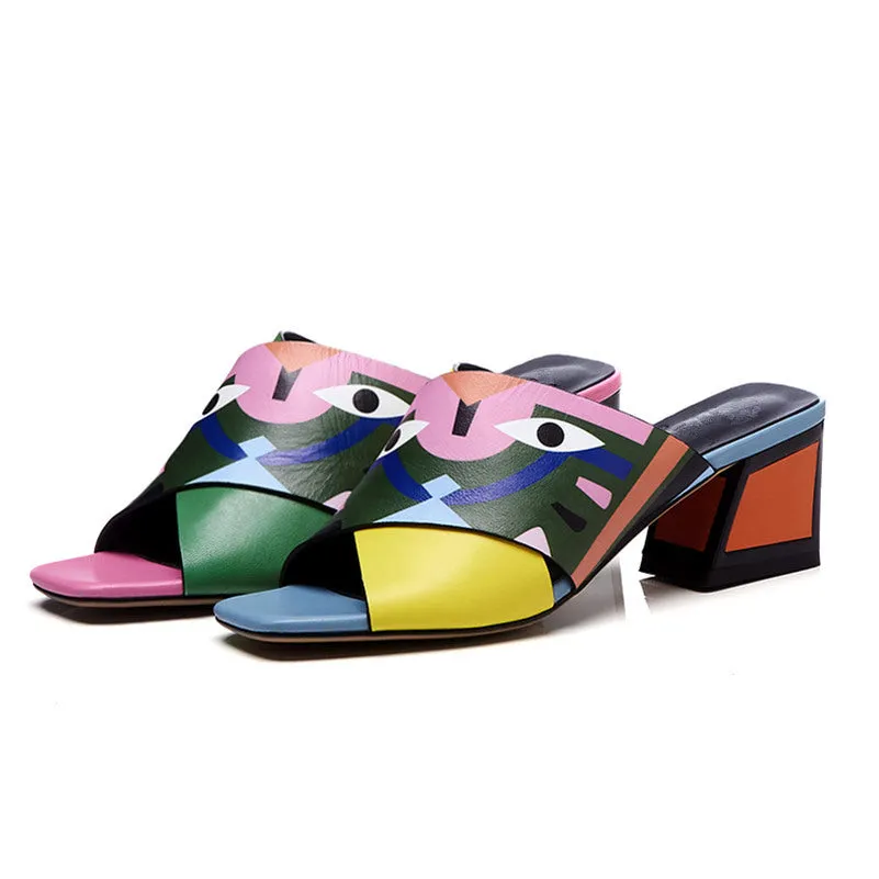 Sexy Women High Heels Pumps Fashion Prints Party Wedding Shoes Woman Comfort Quality PU Leather Summer Sandals Pumps