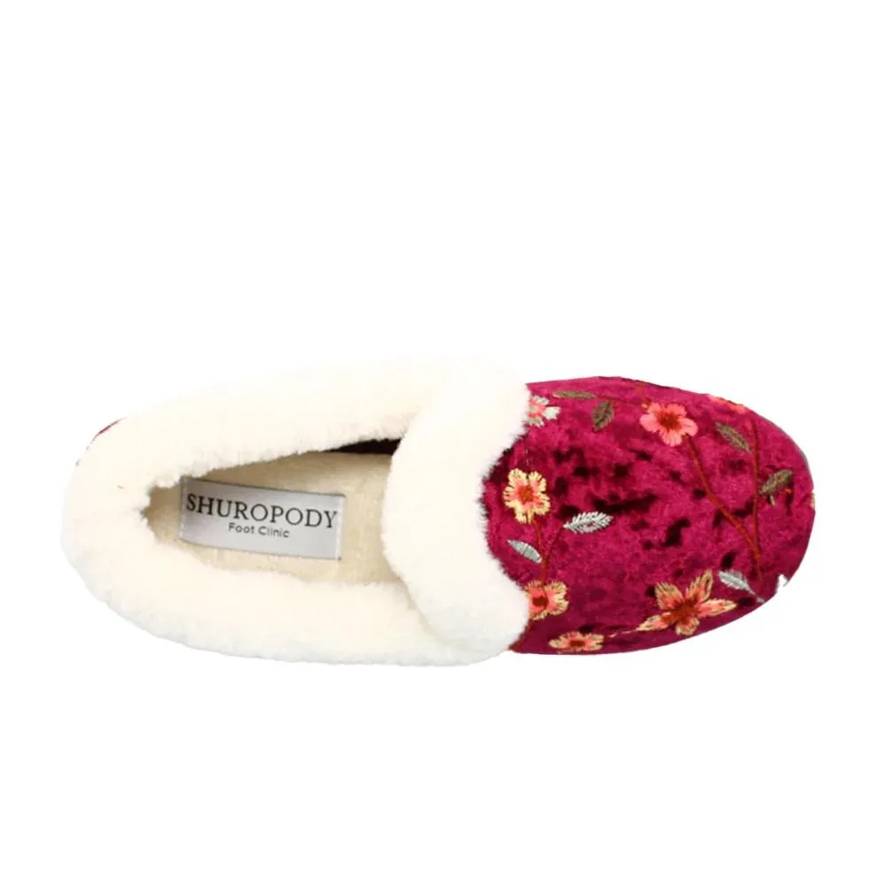 Shuropody Clarice22 Wide Fit Women's Slip On Slipper - Burgundy