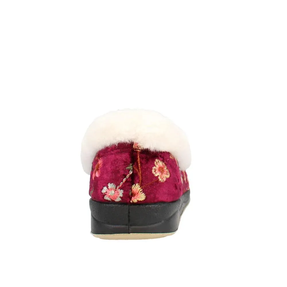 Shuropody Clarice22 Wide Fit Women's Slip On Slipper - Burgundy