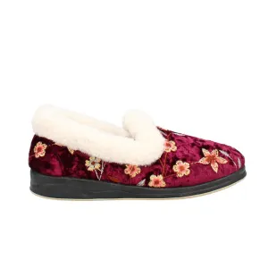 Shuropody Clarice22 Wide Fit Women's Slip On Slipper - Burgundy