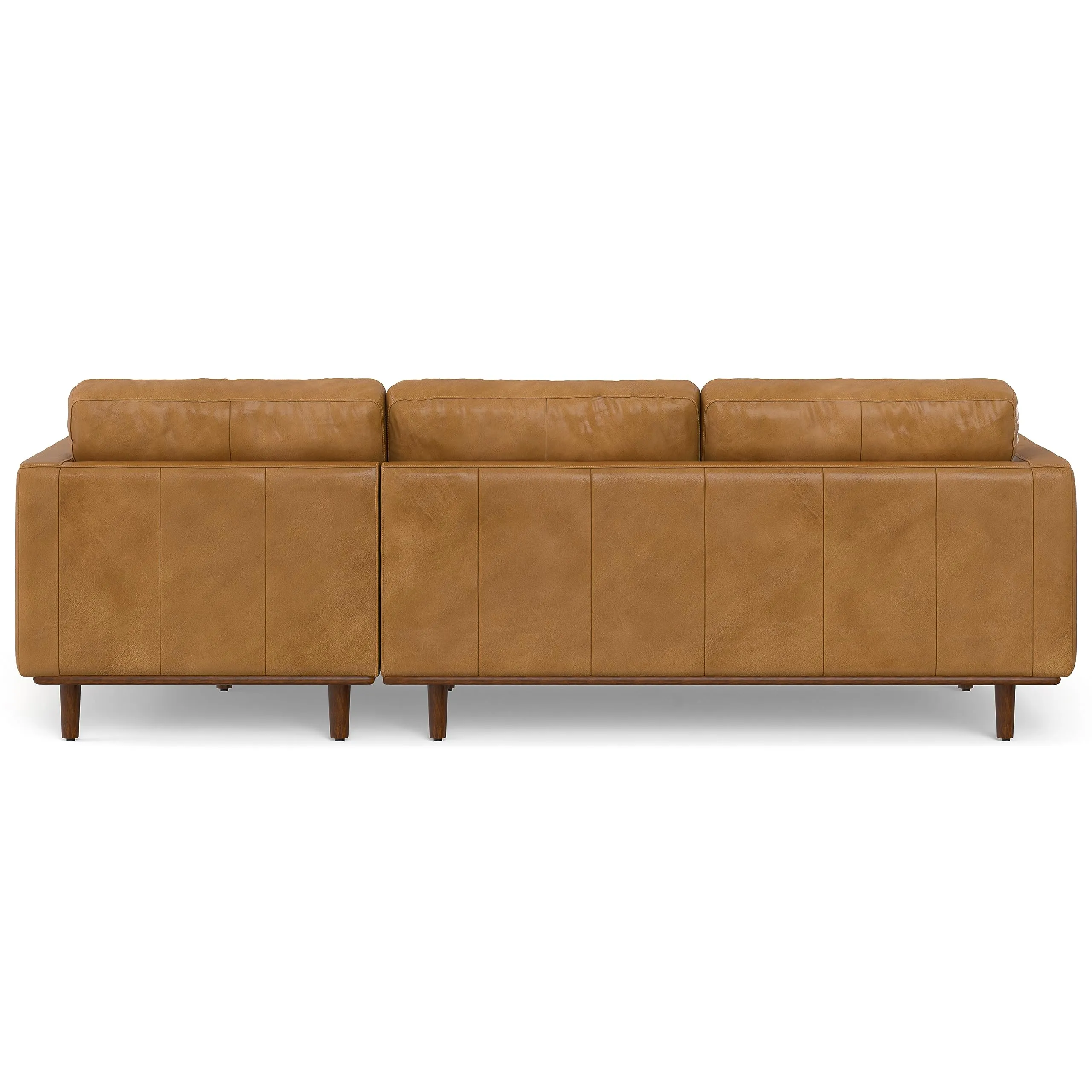 SIMPLIHOME Morrison Mid Century Genuine Leather Sectional Sofa, Sienna Full Grain Leather