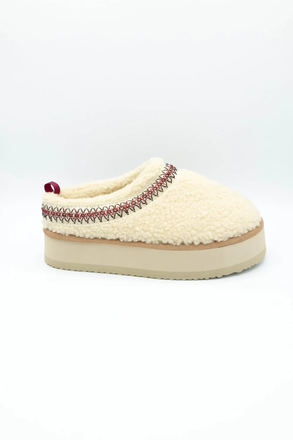Simply Southern Platform Sherpa Slippers for Women in Cream | PP-0024-SLIPPER-PLTFRM-CRM