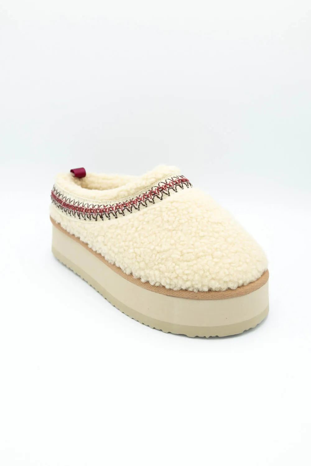 Simply Southern Platform Sherpa Slippers for Women in Cream | PP-0024-SLIPPER-PLTFRM-CRM
