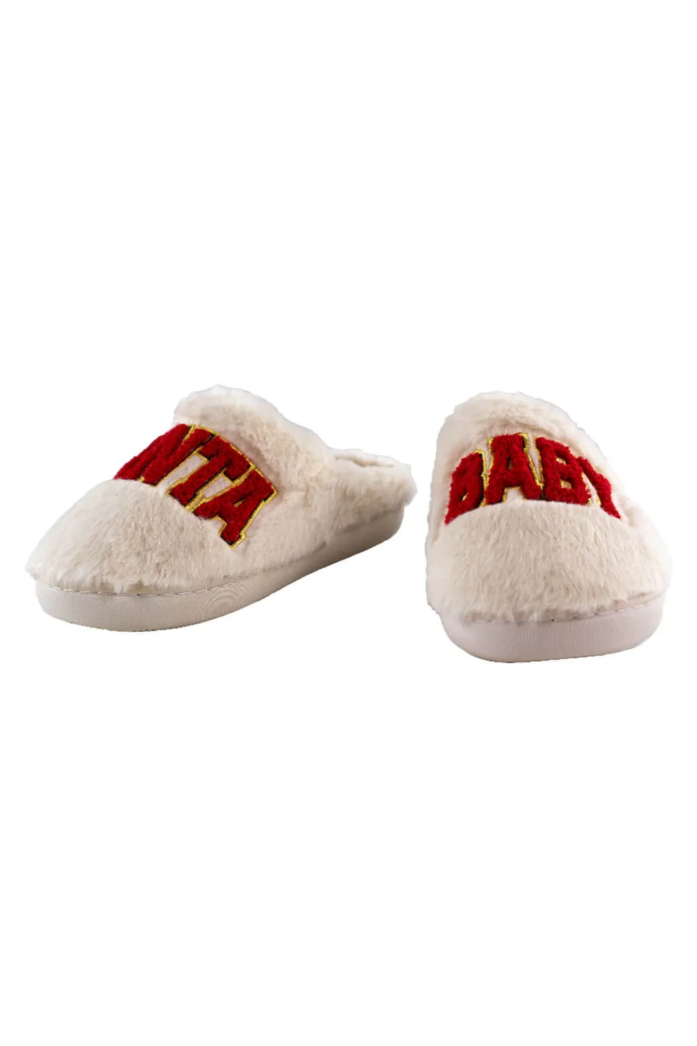 Simply Southern Santa Baby Bunny Slippers for Women in White | PP-0224-SLPR-BNY-GLSN-BABY