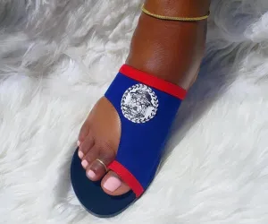 Single Toe Belize Flag Slippers