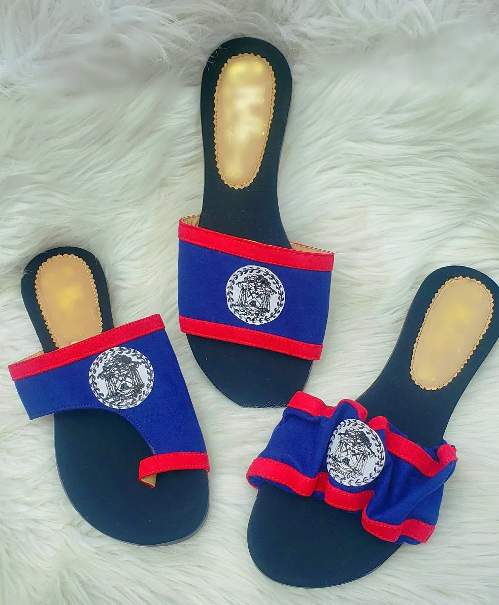 Single Toe Belize Flag Slippers