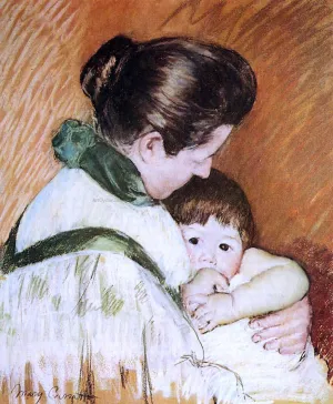 Sleepy Thomas Sucking His Thumb by Mary Cassatt - Art Print