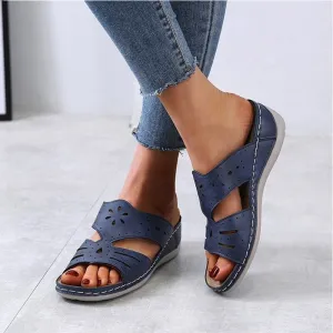 Slip On Sewing Open Toe Wedge Slippers
