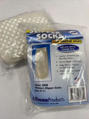 Slipper Socks Gripper Soles Diabetes Women 9-11 Medium Beige Allman product Grey