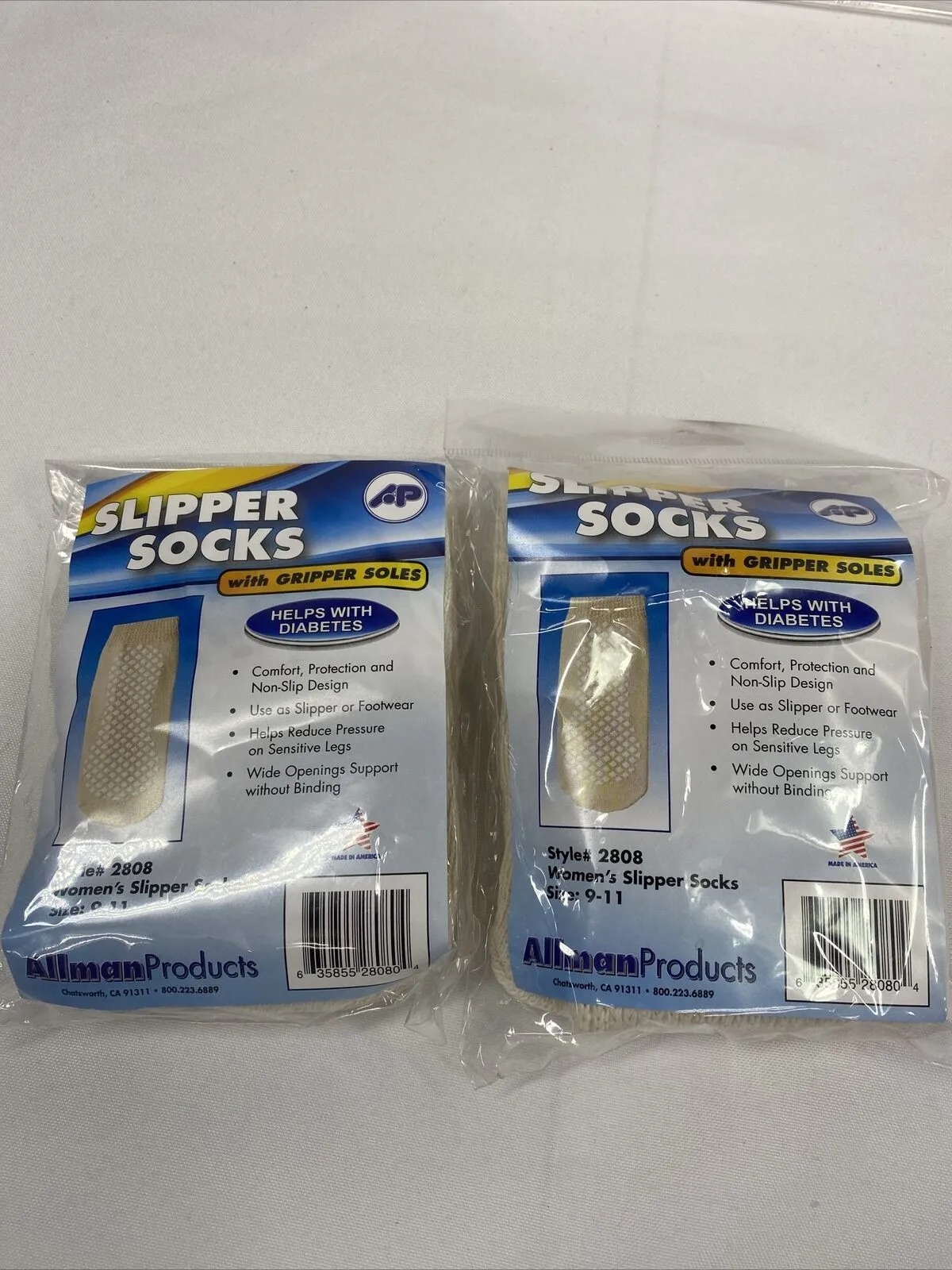 Slipper Socks Gripper Soles Diabetes Women 9-11 Medium Beige Allman product Grey