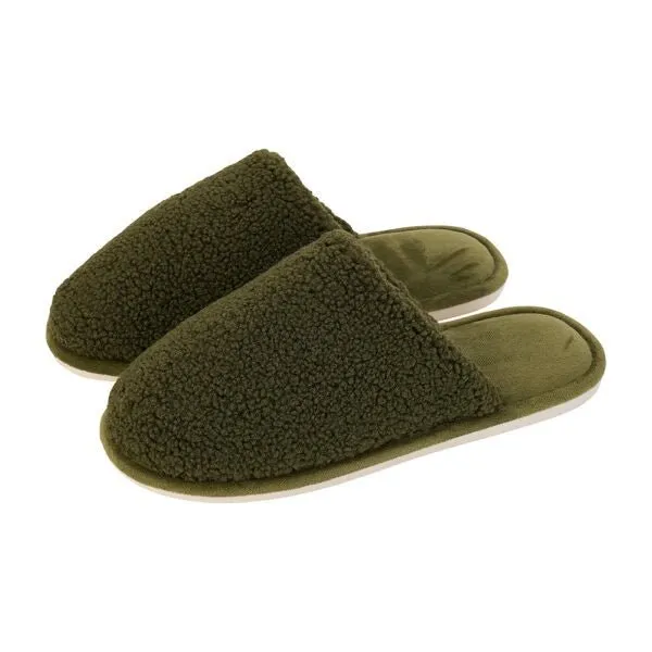 Slippers – Cosy Sherpa – Olive – Mens
