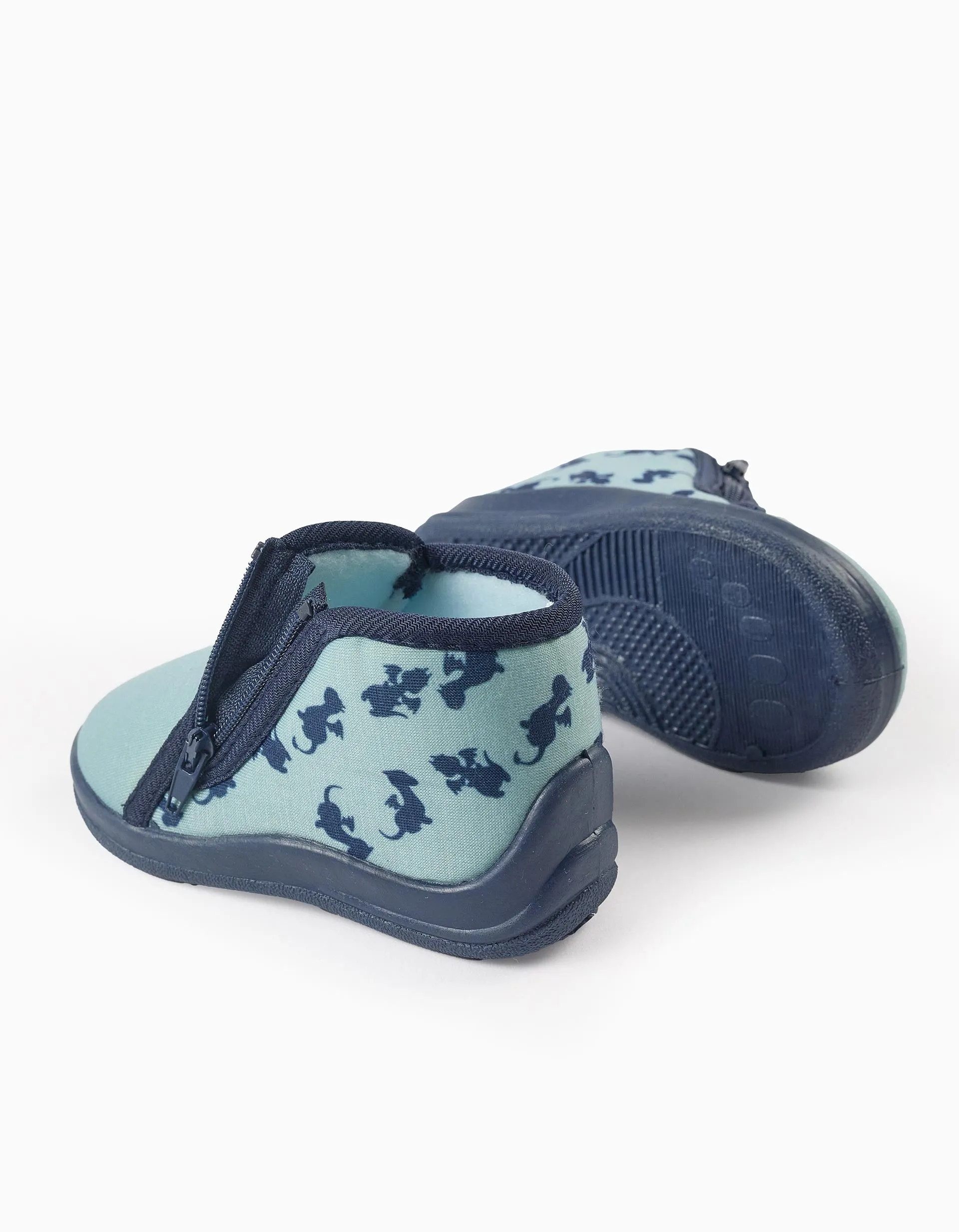 Slippers with Zip for Baby Boys 'Dragons', Green/Blue
