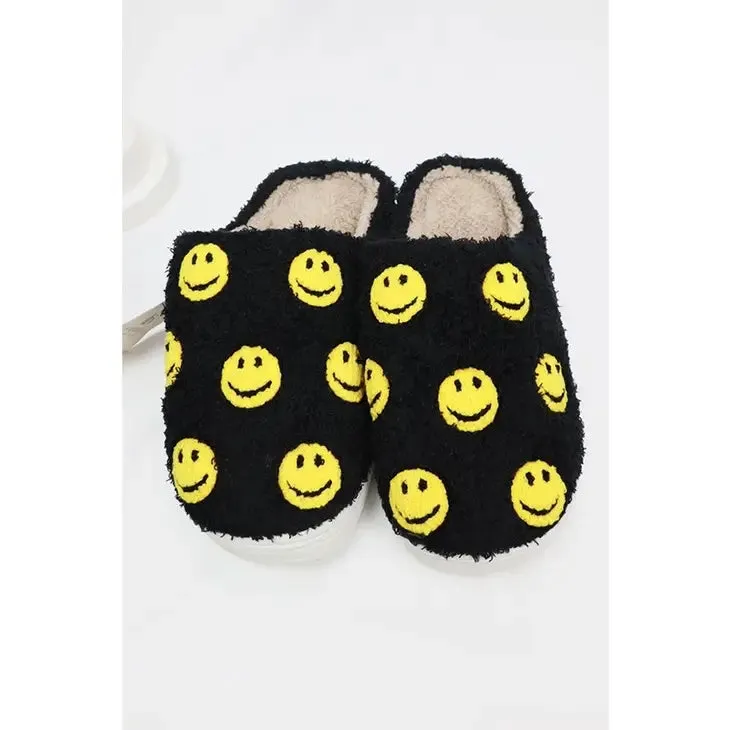 Smiley Face Fuzzy Fleece Soft Slipper