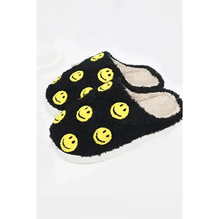 Smiley Face Fuzzy Fleece Soft Slipper