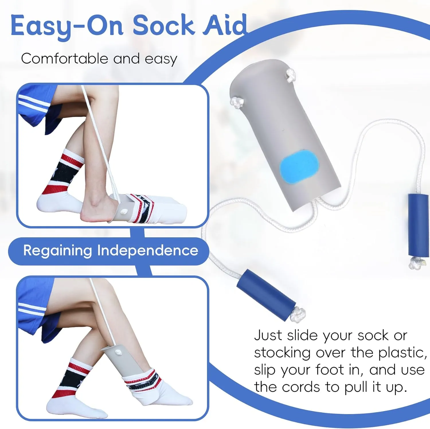 Sock Aid, Sock Aid Device for Seniors, Sock Helpers to Put on Your Socks with